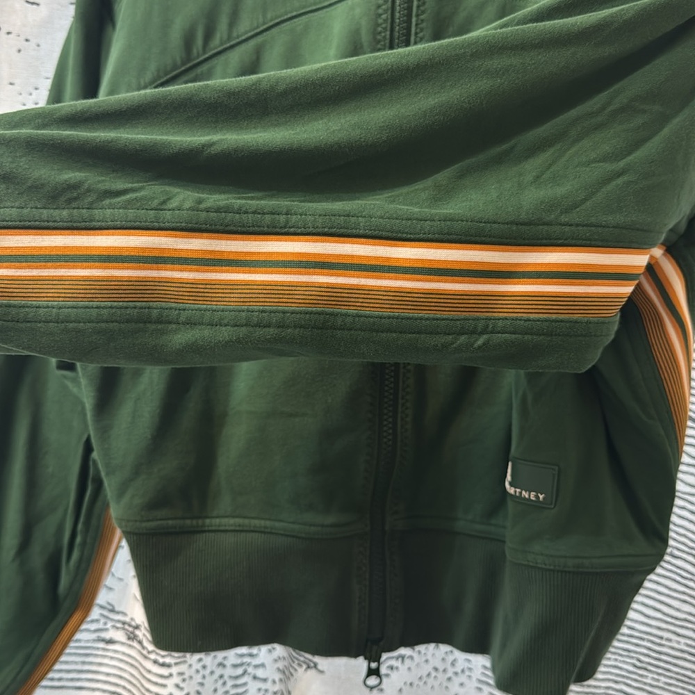 ADIDAS x Stella McCartney Green Sweatshirt Jacket Orange stripes